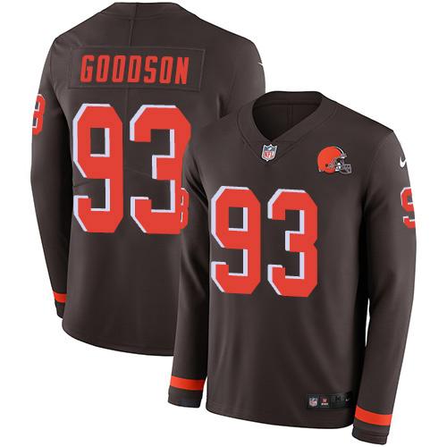 Nike Cleveland Browns #93 B.J. Goodson Brown Team Color Men’s Stitched NFL Limited Therma Long Sleeve Jersey