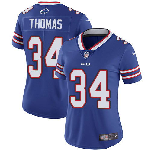 Nike Buffalo Bills #34 Thurman Thomas Royal Blue Team Color Women’s Stitched NFL Vapor Untouchable Limited Jersey