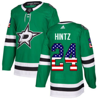Adidas Dallas Stars #24 Roope Hintz Green Home Authentic USA Flag Youth Stitched NHL Jersey