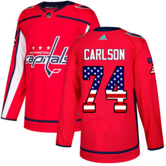 Adidas Washington Capitals #74 John Carlson Red Home Authentic USA Flag Stitched NHL Jersey