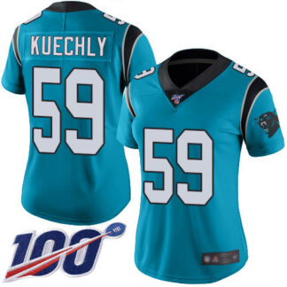 Nike Panthers #59 Luke Kuechly Blue Women's Stitched NFL Limited Rush 100th Season Jersey