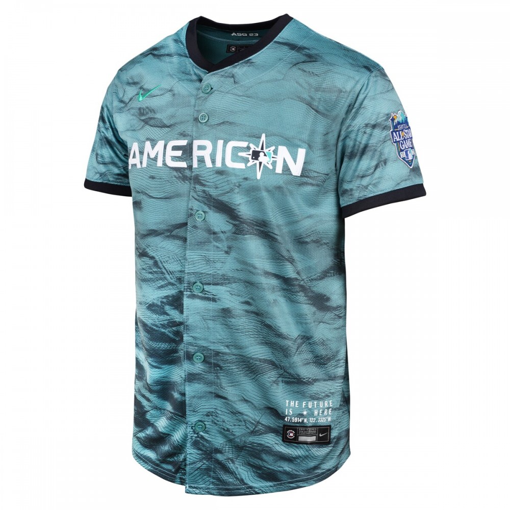 American League Seattle Mariners Nike Youth 2023 MLB All-Star Game Limited Jersey - Teal - Image 2