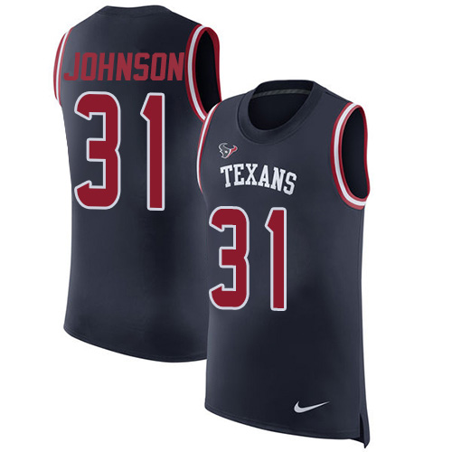 Nike Houston Texans #31 David Johnson Navy Blue Team Color Men’s Stitched NFL Limited Rush Tank Top Jersey