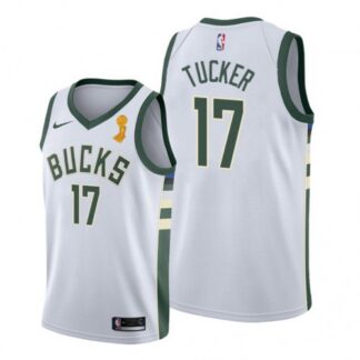 Nike Milwaukee Bucks #17 P.J. Tucker Women’s 2021 NBA Finals Champions Swingman Association Edition Jersey White Wo...