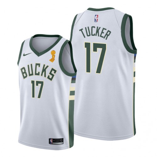 Nike Milwaukee Bucks #17 P.J. Tucker Women’s 2021 NBA Finals Champions Swingman Association Edition Jersey White Wo...