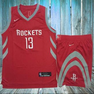 Rockets 13 James Harden Red Nike Swingman Stitched NBA Jersey(With Shorts)