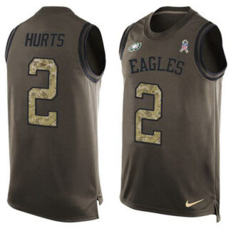 Nike Philadelphia Eagles #2 Jalen Hurts Green Men’s Stitched NFL Limited Salute To Service Tank Top Jersey
