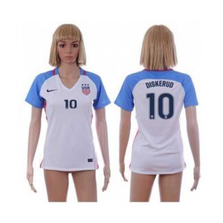 Women’s USA #10 Diskerud Home Soccer Country Jersey