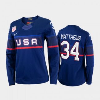 U.S. Men’s Hockey #34 Auston Matthews Nike Women’s Beijing 2022 Winter Olympics Away Jersey – Navy Womens