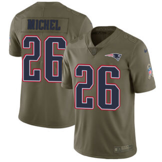 Nike New England Patriots #26 Sony Michel Olive Men’s Stitched NFL Limited 2017 Salute To Service Jersey