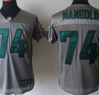 Nike New York Jets #74 Nick Mangold Gray Shadow Elite Jersey