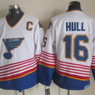 St. Louis Blues #16 Brett Hull 1995 White Throwback CCM Jerseys