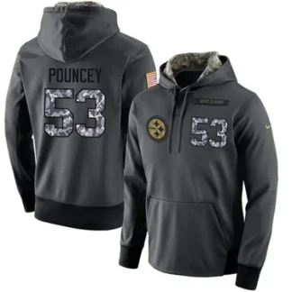 NFL Men's Pittsburgh Steelers #53 Maurkice Pouncey Stitched Black Anthracite Salute to Service Player Performance H...