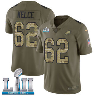 Nike Philadelphia Eagles #62 Jason Kelce Olive/Camo Super Bowl LII Men’s Stitched NFL Limited 2017 Salute To Servic...