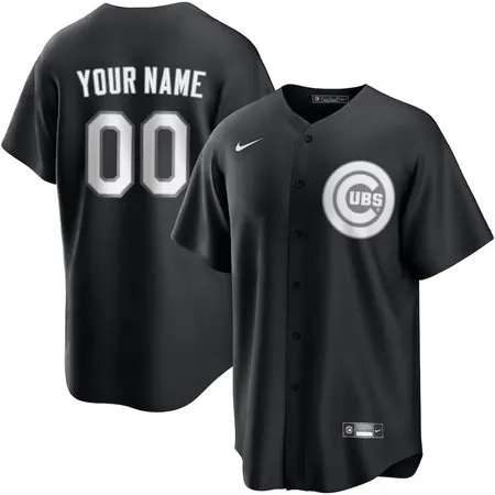 Youth Chicago Cubs Custom Black Lights Out Replica Jersey