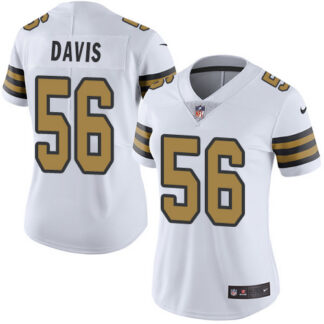 Nike New Orleans Saints #56 DeMario Davis White Women’s Stitched NFL Limited Rush Jersey