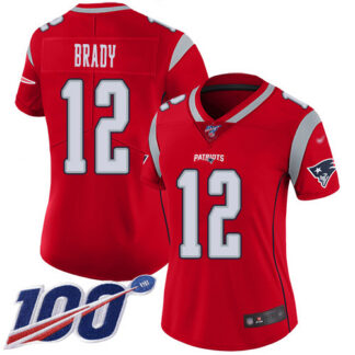 Nike New England Patriots #12 Tom Brady Red Women’s Stitched NFL Limited Inverted Legend 100th Season Jersey