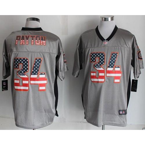 Nike Chicago Bears #34 Walter Payton Grey Men’s Stitched NFL Elite USA Flag Fashion Jersey