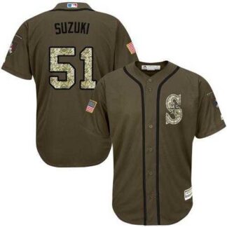 Seattle Mariners #51 Ichiro Suzuki Green Salute to Service Stitched Baseball Jersey Jiasu