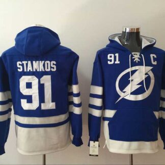 Tampa Bay Lightning #91 Steven Stamkos Blue All Stitched Hooded Sweatshirt