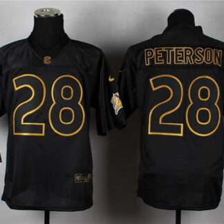 Nike Minnesota Vikings #28 Adrian Peterson 2014 All Black/Gold Elite Jersey