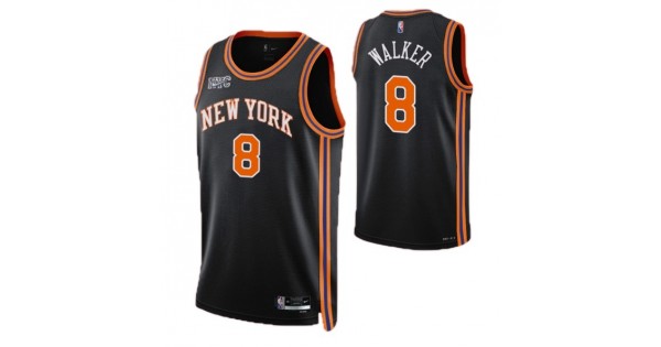 Men's New York Knicks Kemba Walker #8 Nike Black 2021/22 Swingman NBA Jersey - City Edition - Image 2
