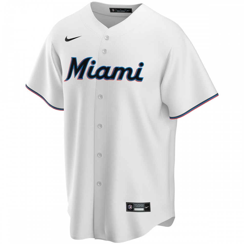 Miami Marlins Nike Youth Home Replica Custom Jersey - White - Image 2