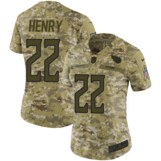 Nike Tennessee Titans #22 Derrick Henry Camo Women’s Stitched NFL Limited 2018 Salute to Service Jersey