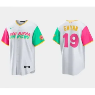 Men's San Diego Padres #19 Tony Gwynn 2022 White City Connect Cool Base Stitched Jersey IZK5
