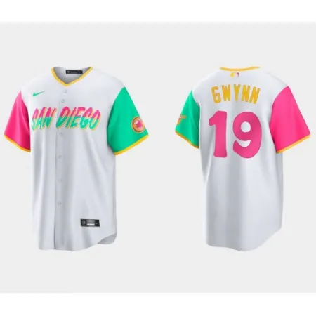 Men's San Diego Padres #19 Tony Gwynn 2022 White City Connect Cool Base Stitched Jersey IZK5