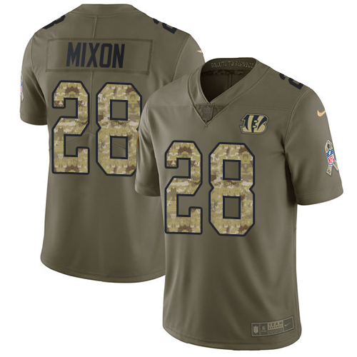 Nike Cincinnati Bengals #28 Joe Mixon Olive/Camo Youth Stitched NFL Limited 2017 Salute to Service Jersey