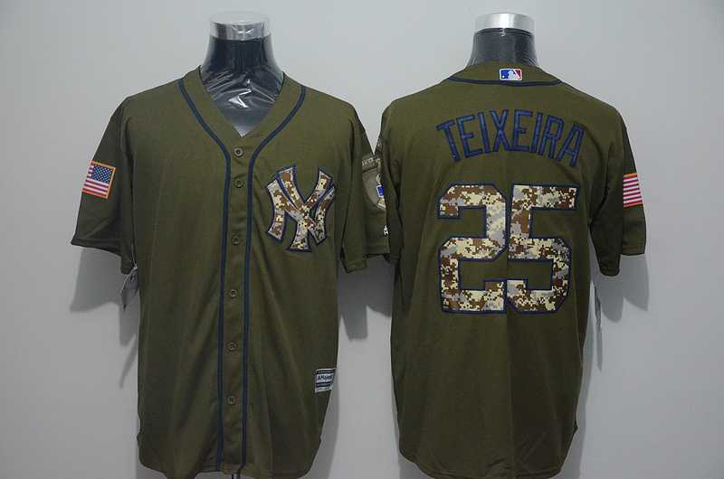 New York Yankees #25 Mark Teixeira Green Salute to Service Stitched Baseball Jersey