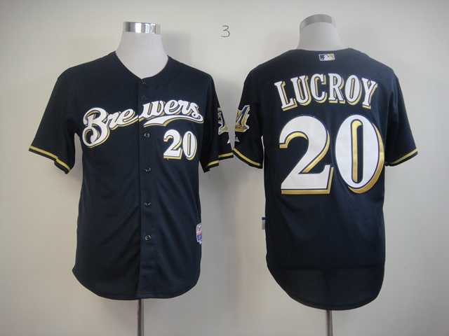 Milwaukee Brewers #20 Jonathan Lucroy Dark Blue Stitched MLB Jersey