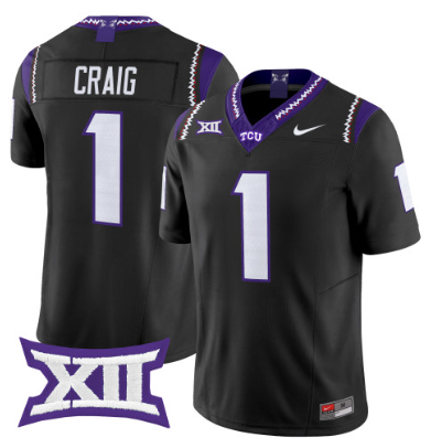 TCU Horned Frogs #1 Jaden Craig 2026 Vapor Limited Custom Jersey Black - All stitched