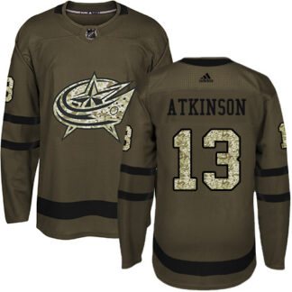 Adidas Columbus Blue Jackets #13 Cam Atkinson Green Salute to Service Stitched NHL Jersey
