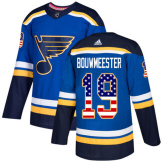 Adidas St. Louis Blues #19 Jay Bouwmeester Blue Home Authentic USA Flag Stitched NHL Jersey