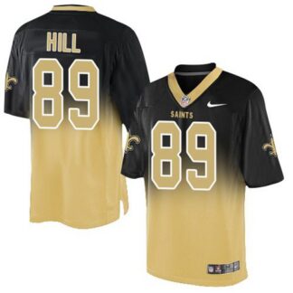 Nike New Orleans Saints #89 Josh Hill Black/Gold Men’s Stitched NFL Elite Fadeaway Fashion Jersey