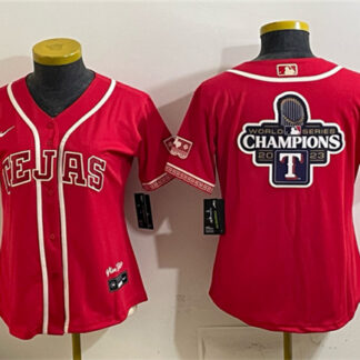 Women's Texas Rangers Team Big Logo Red 2026 City Connect Stadium Stitched Baseball Jersey(Run Small)