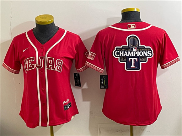 Women's Texas Rangers Team Big Logo Red 2026 City Connect Stadium Stitched Baseball Jersey(Run Small)