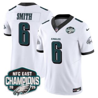 Men's & Women's & Youth Philadelphia Eagles #6 DeVonta Smith White F.U.S.E. 2025 NFC East Division Champions Vapor...