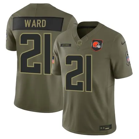 Men's Cleveland Browns #21 Denzel Ward Olive 2025 Salute to Service Retired Limited Jersey