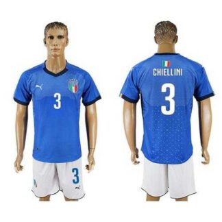 Italy #3 Chiellini Blue Home Soccer Country Jersey