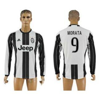 Juventus #9 Morata Home Long Sleeves Soccer Club Jersey