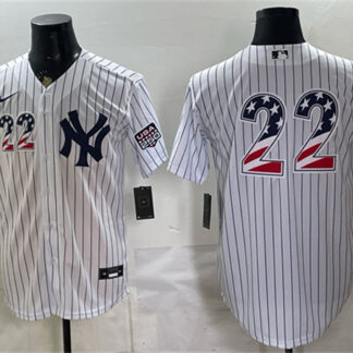 Men's New York Yankees #22 Ben Rice White 2026 USA 250 Fourth of July Home Stadium Stitched Baseball Jersey