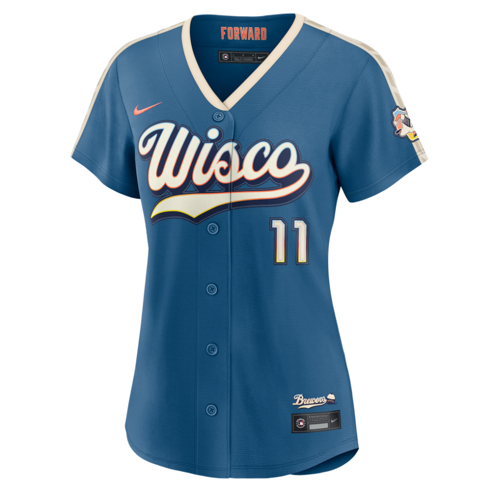 Jackson Chourio Milwaukee Brewers Nike Women's 2026 City Connect Stadium Jersey - Mineral Blue - Image 2
