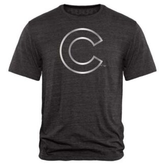 Men's Chicago Cubs Fanatics Apparel Platinum Collection Tri-Blend T-Shirt LanTian - Black