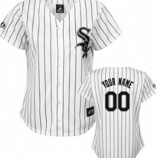 Kids' Chicago White Sox Customized White With Black Pinstripe Jersey
