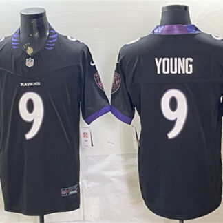 Men's Baltimore Ravens #9 Zion Young Black 2026 F.U.S.E. Vapor Stitched Limited Football Jersey