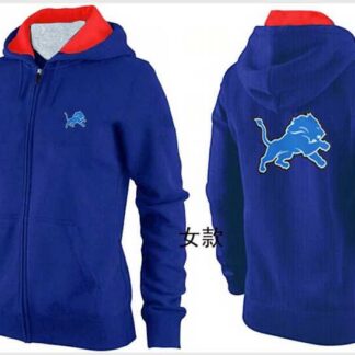 Womens Detroit Lions Team Logo 2015 Full Zip Hoodie-35