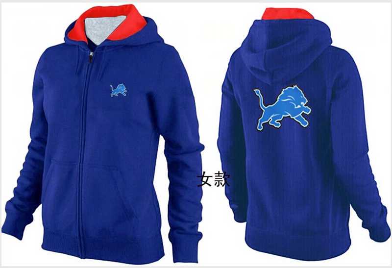 Womens Detroit Lions Team Logo 2015 Full Zip Hoodie-35